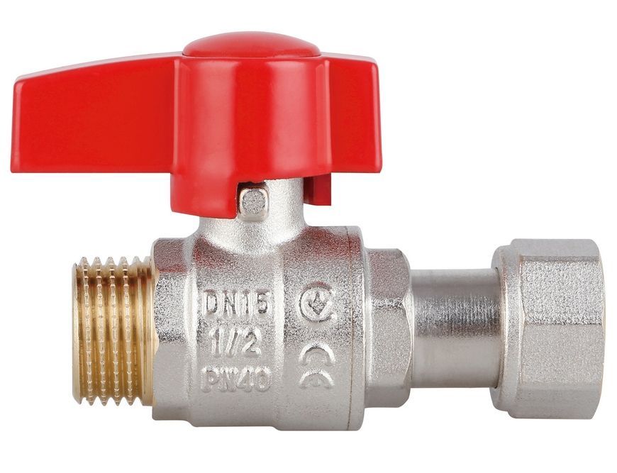 Кран кульовий прямий з накидною гайкою Thermo Alliance Standart 1/2" ВЗ латунь PN40 TAS261W15