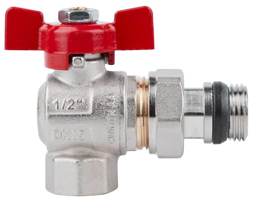 Кран шаровой с американкой и антипротечкой Icma Far. Rossa 1/2" угловой №362 87362AD11 - 87362AD11