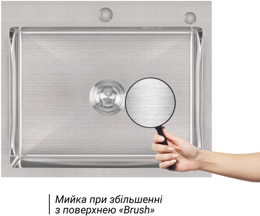 Кухонна мийка LIDZ Handmade H6050 Brushed Steel 3,0/0,8 + диспенсер LDH6050BRU35371 - LDH6050BRU35371