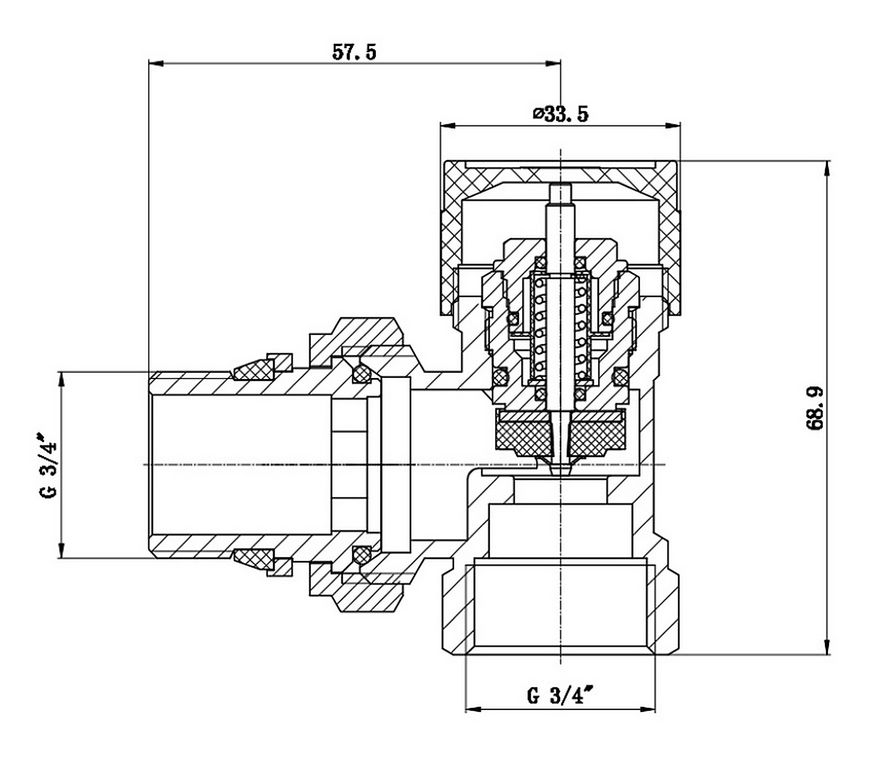 Кран (вентиль) SD FORTE термостатический угловой 3/4" ВВ с антипротечкой SF238W20 - SF238W20