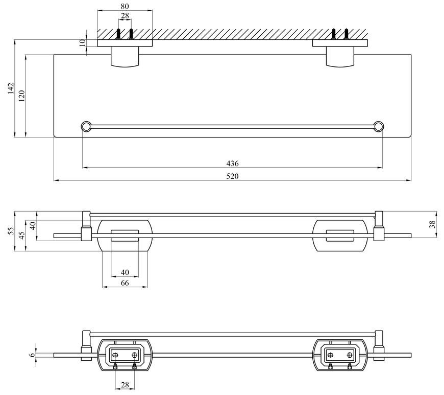 Полка для ванной комнаты Kroner KRP Graz-C95611 хром CV024733