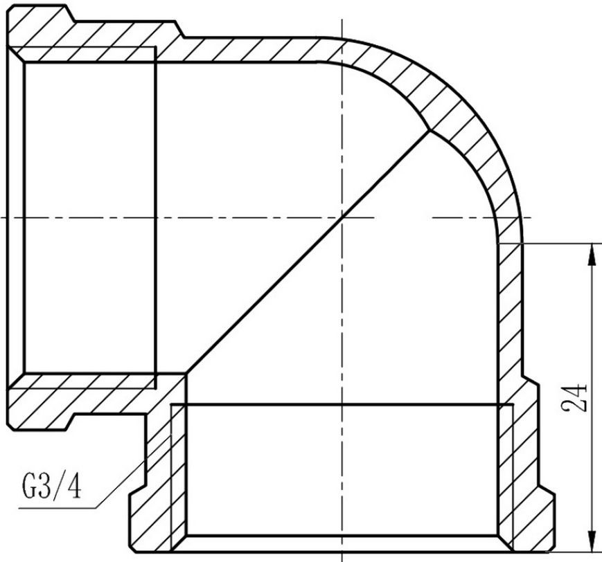 Уголок латунный SD Forte 3/4"ВРх3/4"ВР хромированный SF368H20