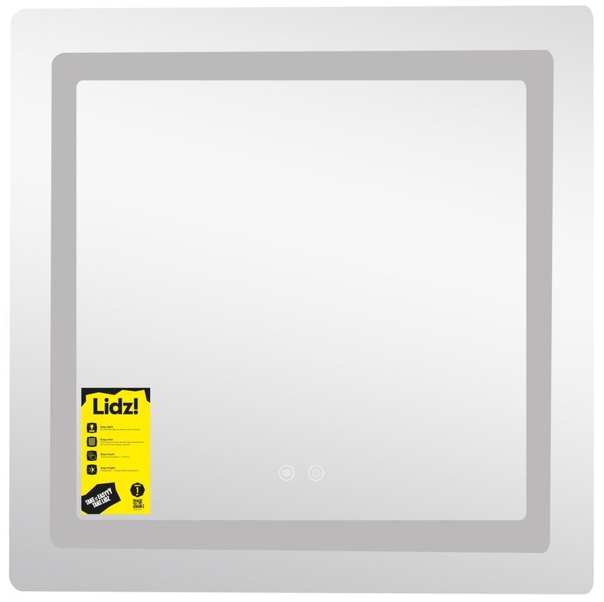 Дзеркало Lidz Kubis KU2 700х700 мм з LED-підсвічуванням Touch, з антизапотіванням, з димером, рег. яскравості LDKU70070049288