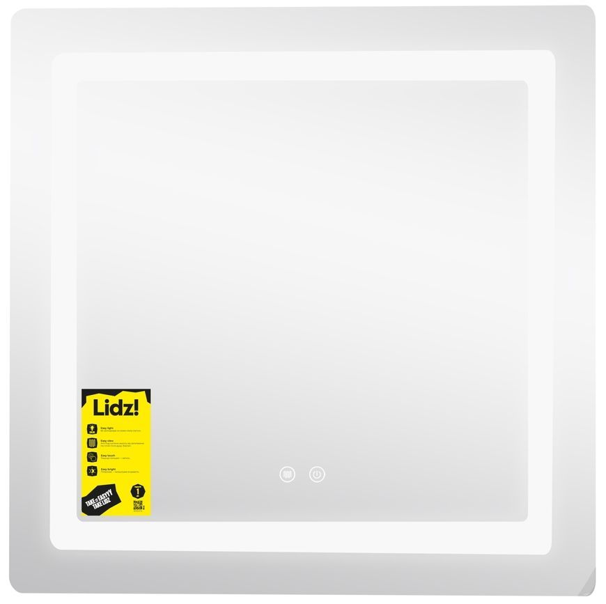 Дзеркало Lidz Kubis KU2 700х700 мм з LED-підсвічуванням Touch, з антизапотіванням, з димером, рег. яскравості LDKU70070049288