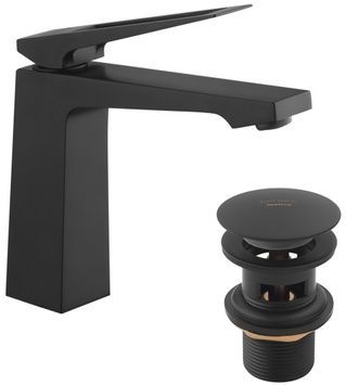 Смеситель для раковины Kroner KRP Ersel-SCH0110BV с донным клапаном Click-Clack, латунь, черный CV035473 - Ersel-SCH0110BV