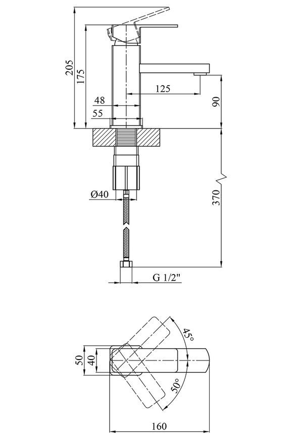 Змішувач для раковини Kroner KRM Ems-C010 хром силумін CV017355 - Ems-C010