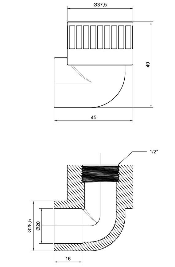 Уголок PPR ALFA PLAST 20х1/2" 90&deg; ВР APFTEX2012X - APFTEX2012X