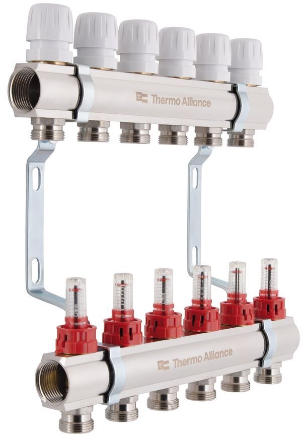 Коллектор с расходомерами Thermo Alliance Standart 1" 6 выходов 3/4" + евроконусы 3/4''х16&times;2 SD235W648887 - SD235W648887