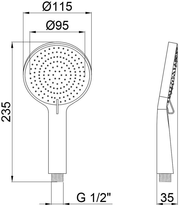 Лейка для ручного душа QTAP Rucni A116O3PCW - QTRUCA116O3PCW
