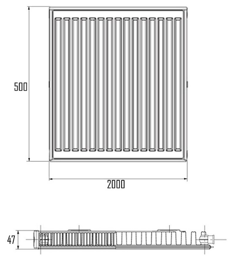 Радиатор стальной IMAS 11 (500x2000) мм боковое подключение I115002000K - I115002000K
