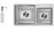 Кухонна мийка LIDZ Handmade H7843 Brushed Steel двійна 3,0/1,0 + диспенсер LDH7843BRU35387 - LDH7843BRU35387 - 3