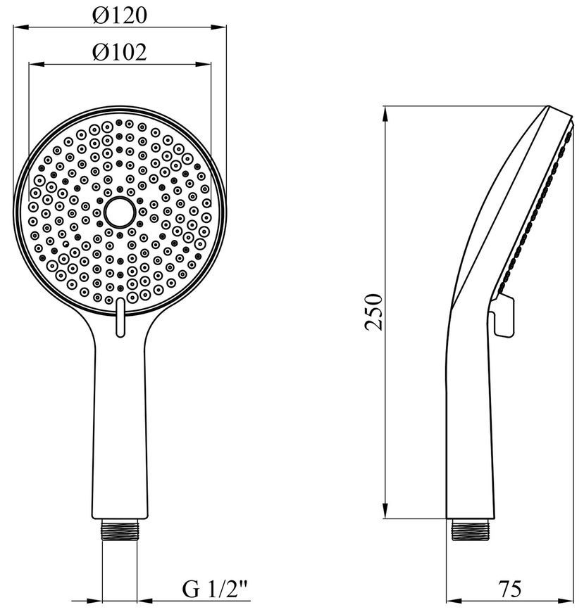 Лійка для ручного душу Kroner Element 2801512923Z-5301 120 мм, 3 режими, кругла, графіт CV036148 - Element 2801512923Z-5301