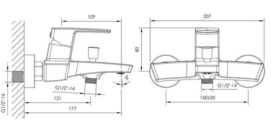 Смеситель для ванны IMPRESE GRAFIKY ZMK041807040 cерый графит, 35 мм - ZMK041807040