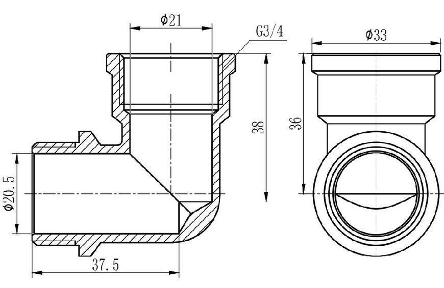 Уголок латунный SD Forte 3/4"ВРх3/4"НР хромированный SF372H20