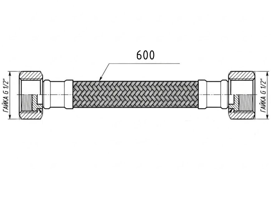 Шланг для подключения воды Thermo Alliance Forte 60 см 1/2"x1/2" ВВ нерж. оплетка TAF385W60