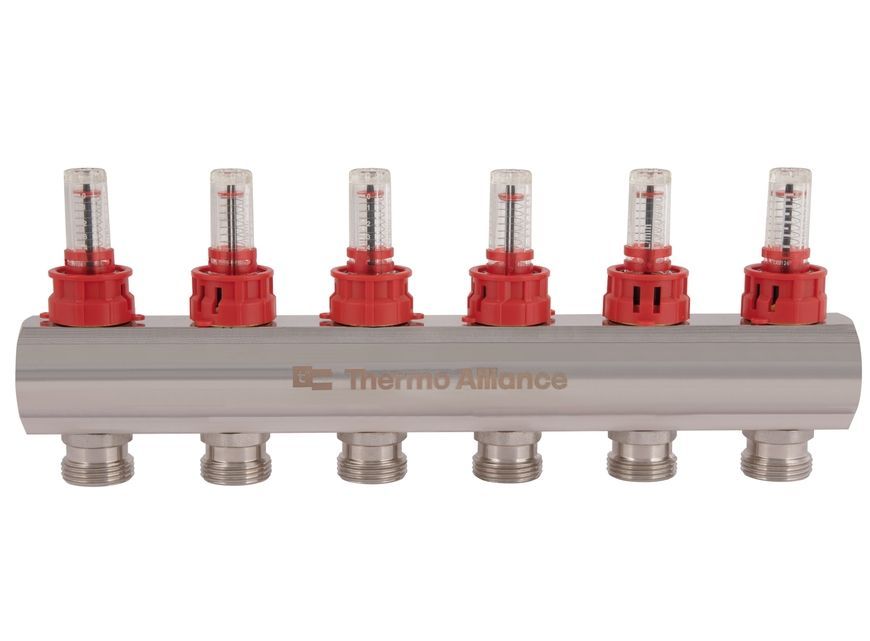 Коллектор с расходомерами Thermo Alliance Standart 1" 6 выходов 3/4" + евроконусы 3/4''х16&times;2 SD235W648887 - SD235W648887