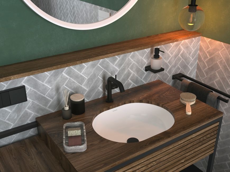Змішувач для раковини HANSGROHE Tecturis S 110 Fine CoolStart EcoSmart+ Matt Black 73321670 чорний матовий - 73321670