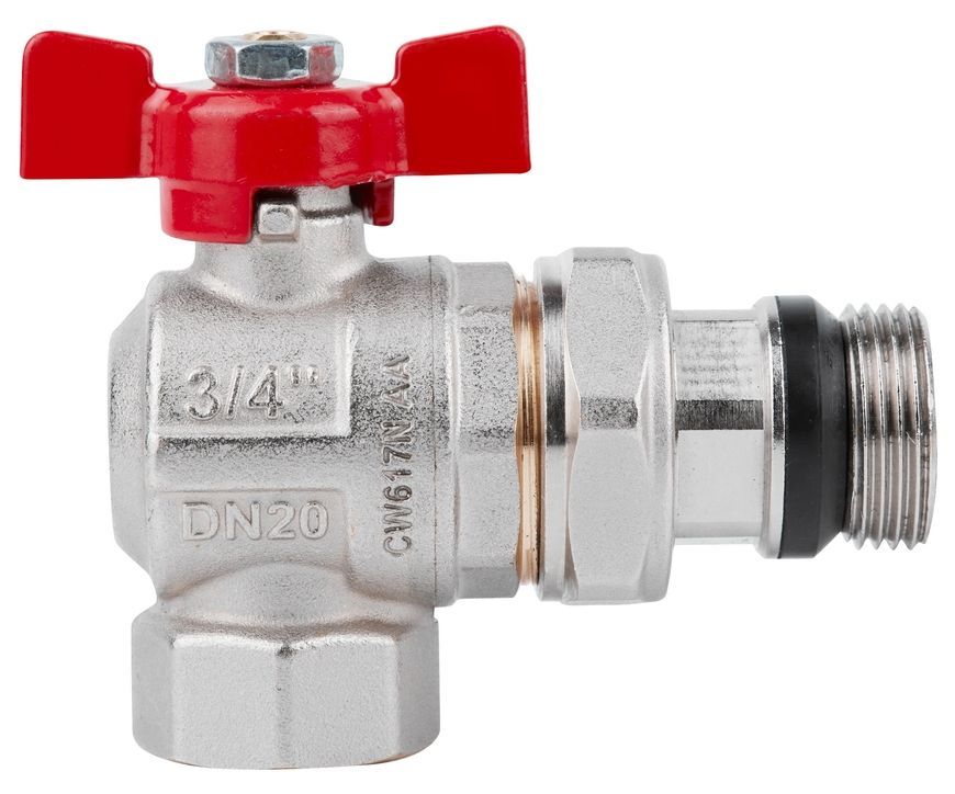 Кран шаровой с американкой и антипротечкой Icma Far. Rossa 3/4" угловой №362 87362AE11 - 87362AE11