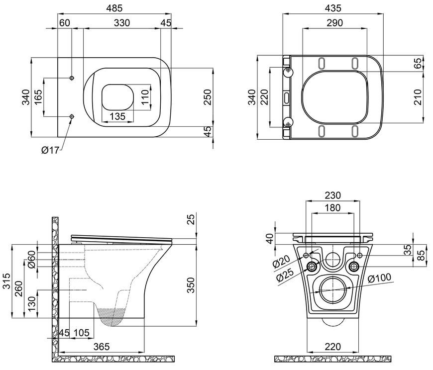 Унитаз подвесной QTAP Presto безободковый с сиденьем Soft-close QT24332615EW - QT24332615EW