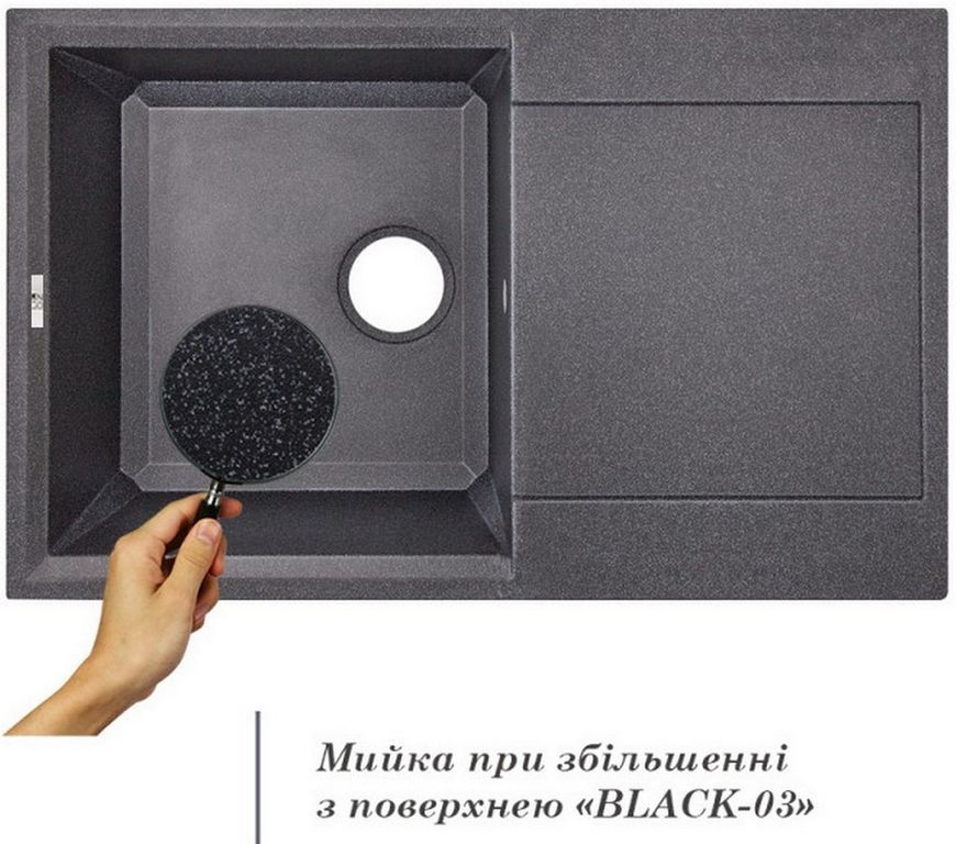 Кухонная мойка LIDZ 790x495/230 BLA-03 (LIDZBLA03790495230) - LIDZBLA03790495230