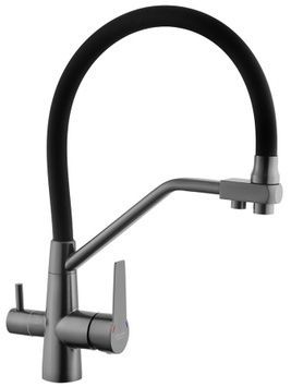 Змішувач для кухні з підключенням до фільтра Kroner KRP Edelstahl Klassisch-PVD03817BLK графіт CV031898 - Klassisch-PVD03817BLK