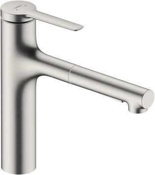 Змішувач кухонний HANSGROHE Zesis M33 160 з витяжним виливом 2jet sBox lite 74804800 нержавіюча сталь - 74804800