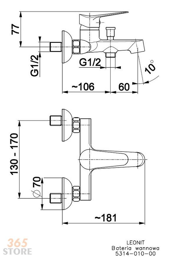 Змішувач для ванни KFA ARMATURA LEONIT 5314-010-00 - 5314-010-00