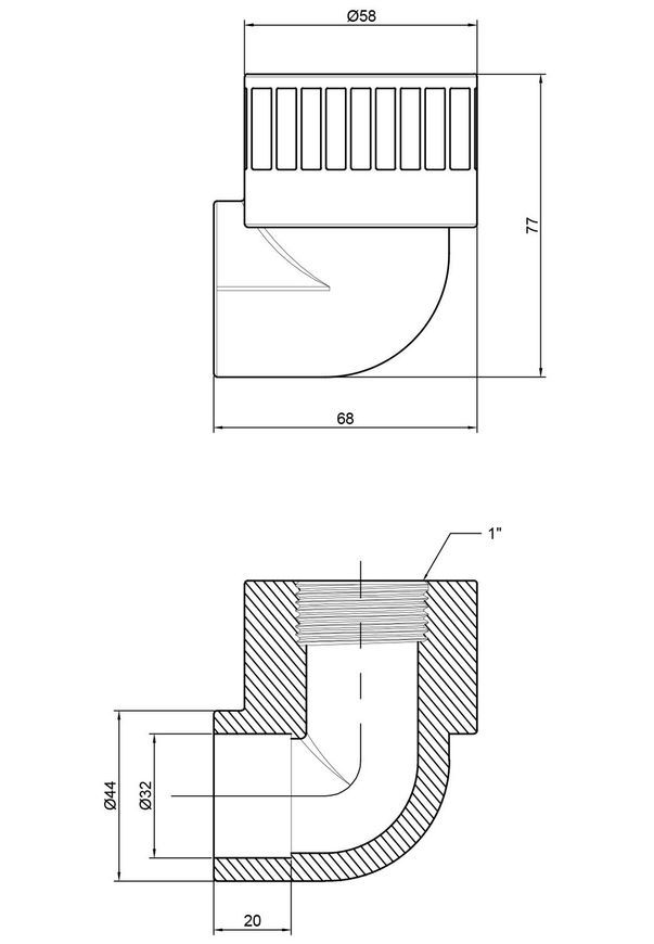 Уголок PPR ALFA PLAST 32х1" ВР APFTEX321XX - APFTEX321XX