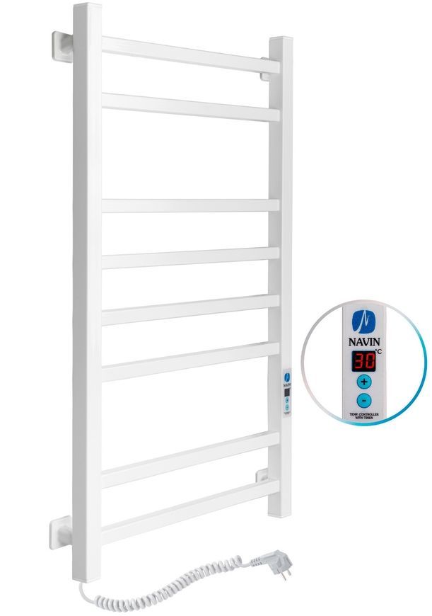 Полотенцесушитель электрический NAVIN Loft 500х800 Digital таймер регулятор левый белый 12-143152-5080 - 12-143152-5080