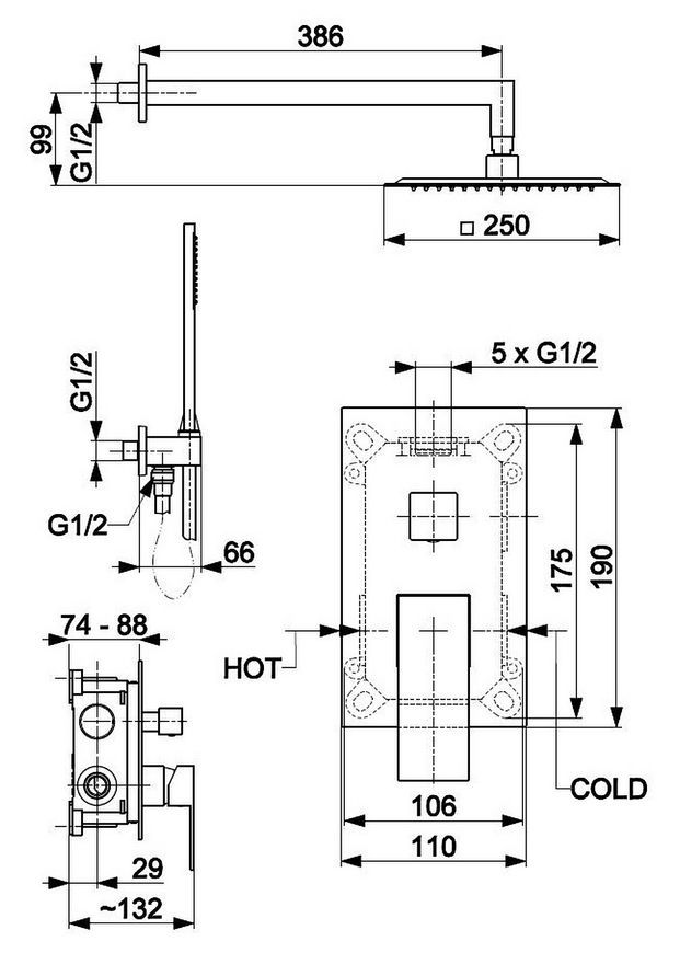 Душова система прихованого монтажу KFA ARMATURA LOGON CHROM 5139-501-00 - 5139-501-00