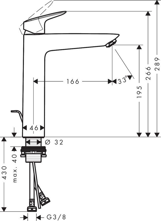 Смеситель для раковины HANSGROHE Logis 190 Matt Black 71090670 черный матовый с д/к - 71090670