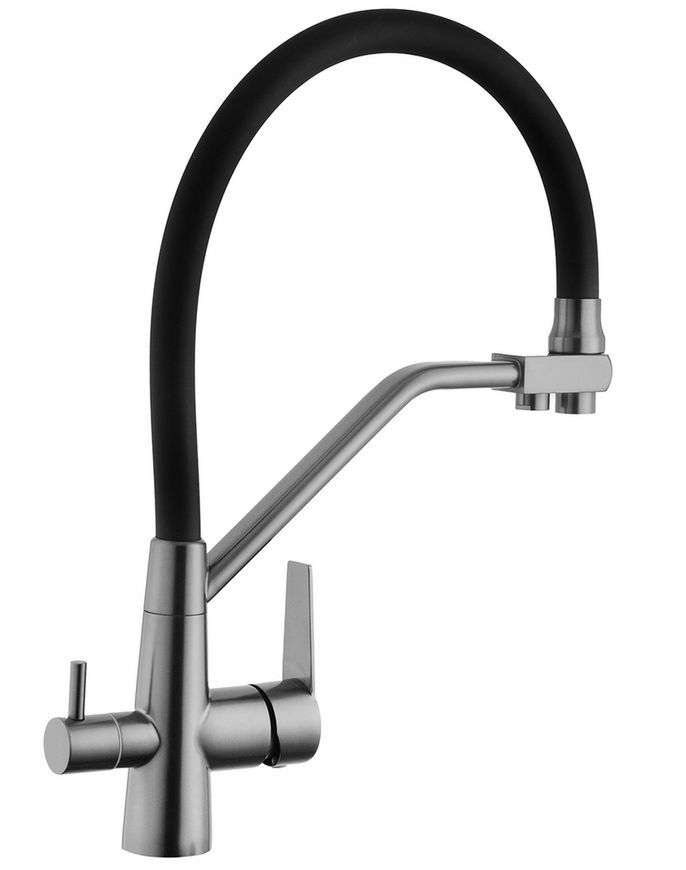 Змішувач для кухні з підключенням до фільтра Kroner KRP Edelstahl Klassisch-PVD03817BLK графіт CV031898 - Klassisch-PVD03817BLK