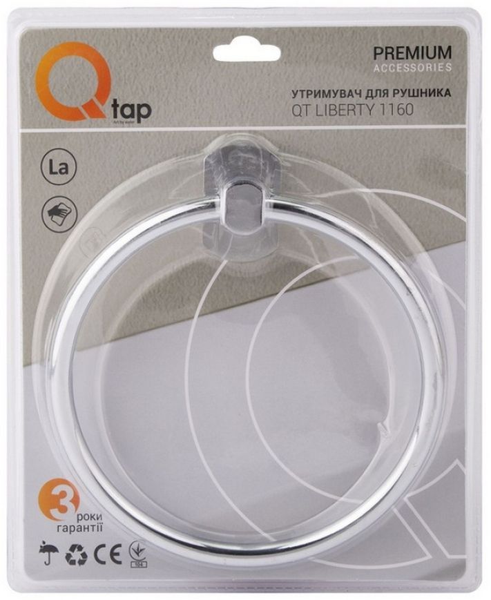 Тримач для рушників QTAP Liberty CRM 1160 хром QTLIBCRM1160 латунь