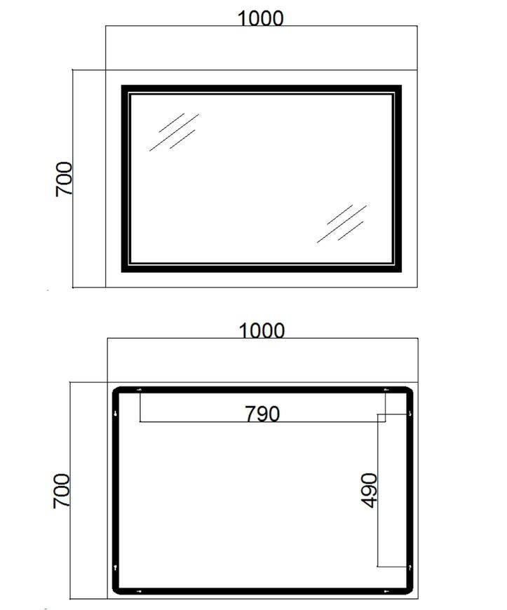 Дзеркало Qtap Cardinal 700х1000 прямокутне з LED-підсвічуванням Touch, з антизапотіванням, з димером, рег. темп. кольору (3000-6500K) QT0478C10070