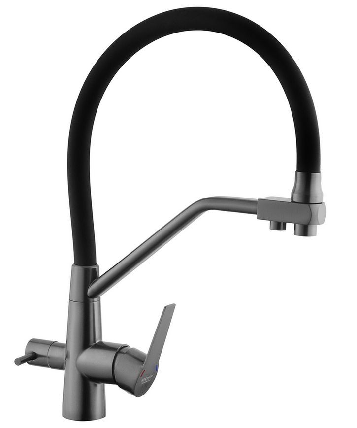 Змішувач для кухні з підключенням до фільтра Kroner KRP Edelstahl Klassisch-PVD03817BLK графіт CV031898 - Klassisch-PVD03817BLK