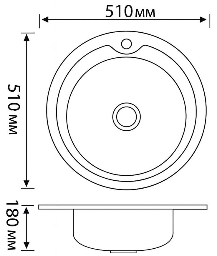 Мойка для кухни врезная Brinex 510-D Micro Decor 0,8 мм BRIN510MDEC08 - BRIN510MDEC08