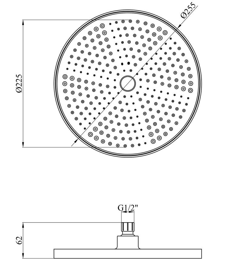 Лійка для верхнього душу Kroner Element 2801532923Z-5301 255 мм, кругла, графіт CV036155 - Element 2801532923Z-5301