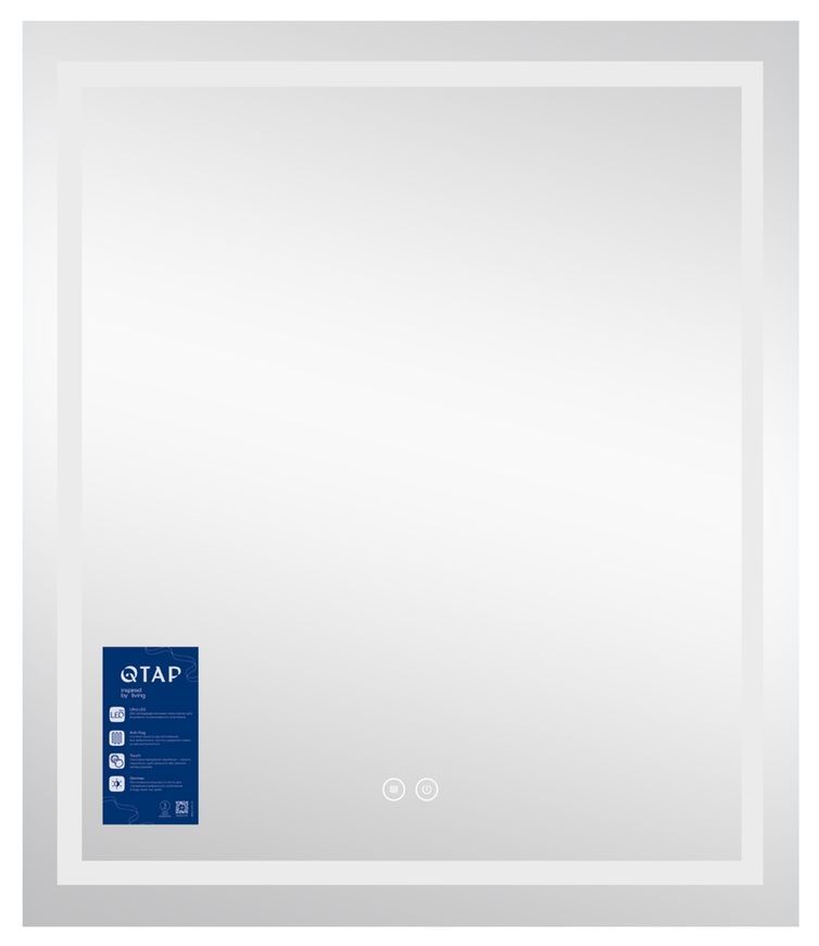 Зеркало настенное прямоугольное Qtap Mideya MI1 700х800 с LED-подсветкой Touch, антизапотеванием, диммером, рег. яркости QT2078DCF7080W