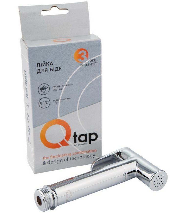 Лійка для гігієнічного душу QTAP Rucni округла QTCRMB020 Chrome (Bidet) - QTCRMB020