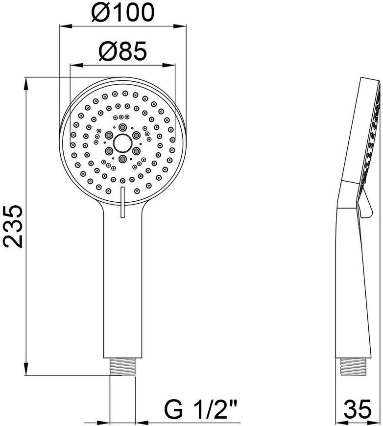 Лейка для ручного душа QTAP Rucni A100O5PCW - QTRUCA100O5PCW