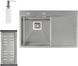Кухонная мойка интегрированная QTAP DK7850L Satin 3,0/1,2 мм + сушилка + диспенсер - QTDK7850LSET3012 - 1