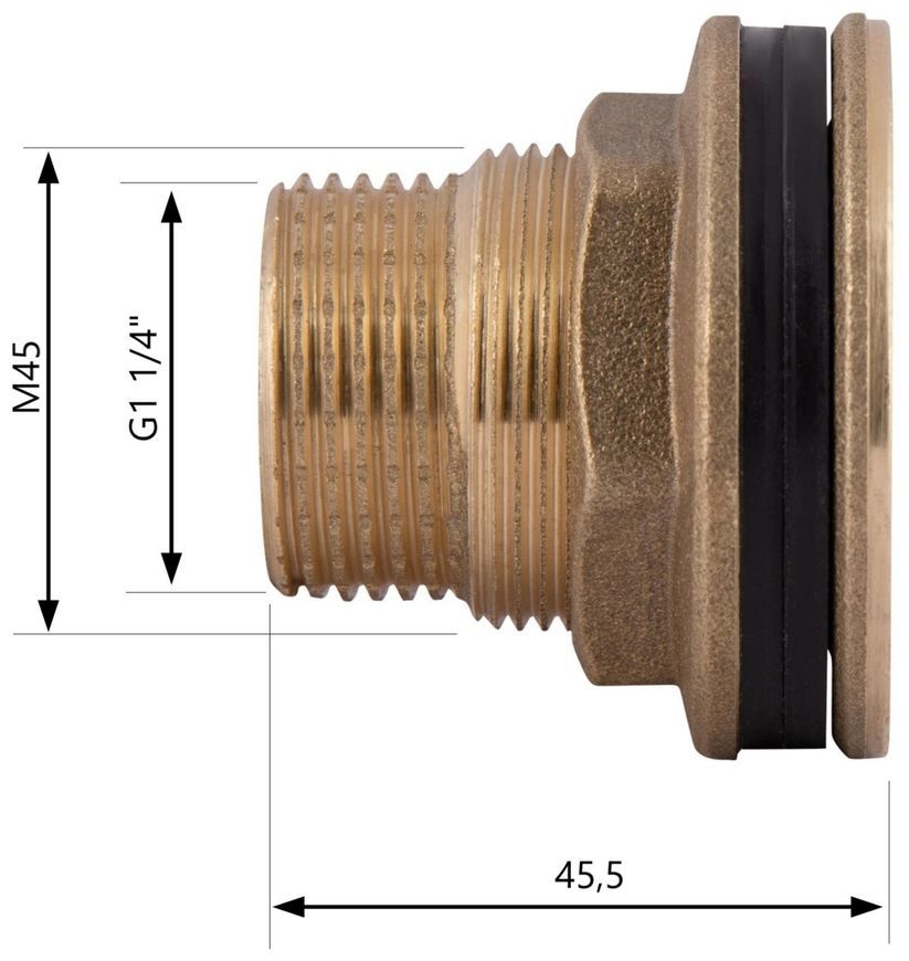 Врізка в бак латунна Thermo Alliance Standart 1 1/4" ЗР SD40032