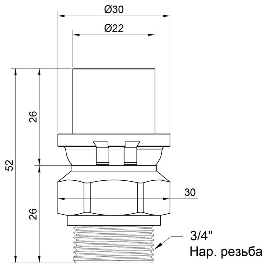 Перехідник прес-фітинг ICMA 20х3/4" ЗР №402 - 81402AEBQ06