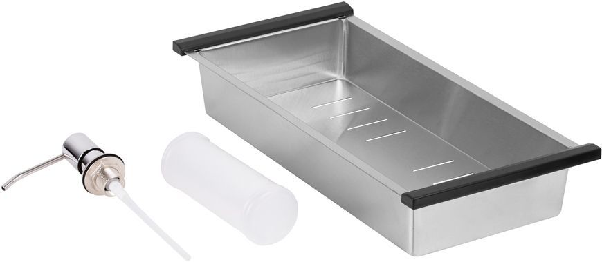 Кухонна мийка інтегрована QTAP DK7850L Satin 3,0/1,2 мм + сушарка + диспенсер - QTDK7850LSET3012