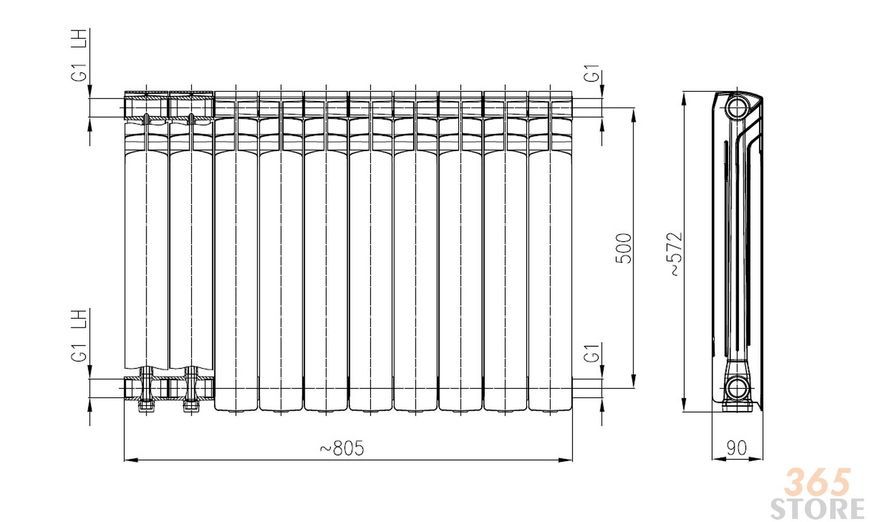 Радиатор алюминиевый ARMATURA G500F 789-100-44 - 789-100-44