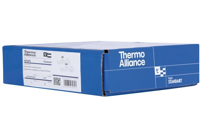 Комплект кранов для полотенцесушителя Thermo Alliance Standart угловые удлиненные 1/2" НР белые SF395W15W - SF395W15W