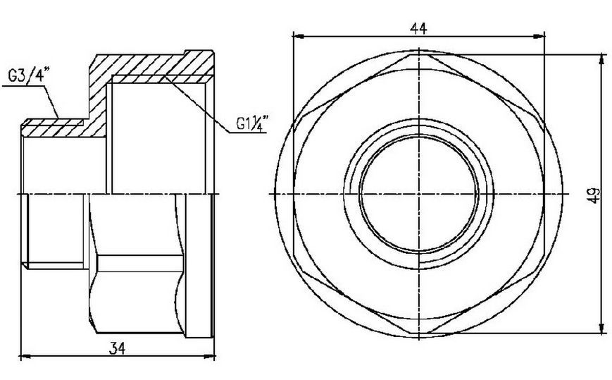 Перехід латунний SD Forte 1 1/4"ВРх3/4"ЗР нікельований SF3603220