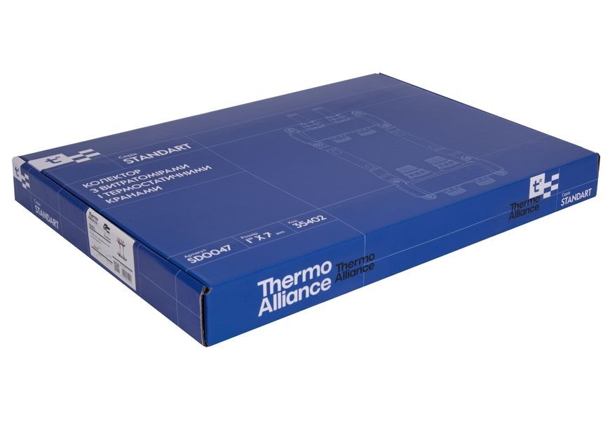 Коллектор с термостатическими клапанами и расходомерами Thermo Alliance Standart 1" 7 выходов SD0047 нерж. - SD0047