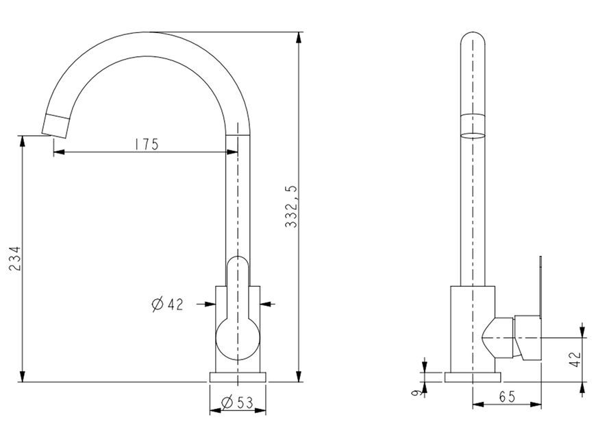 Смеситель для кухни Brinex Pure 015F U-образный Nickel BRIPUR015FNKL - BRIPUR015FNKL