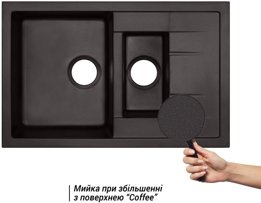 Кухонна мийка з додатковою чашею QTAP CS 7648 Coffee (QT7648COF551) - QT7648COF551
